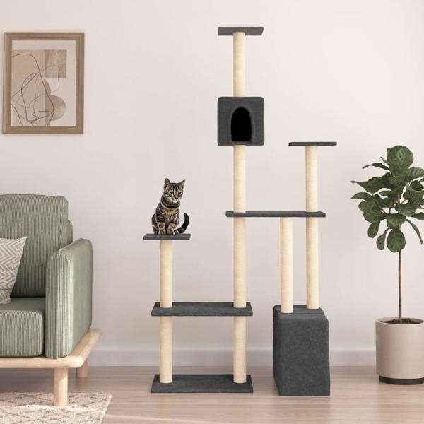 vidaXL Klösträd med sisalpelare mörkgrå 180 cm Grå