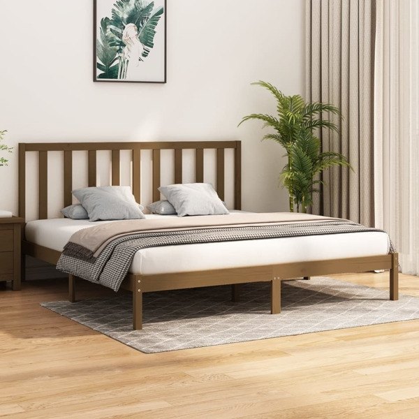 vidaXL Sängram honungsbrun massiv furu 200x200 cm Brun