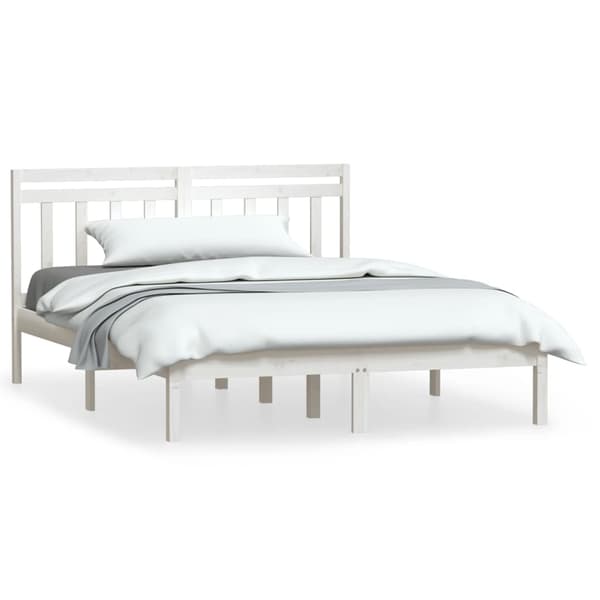 vidaXL Sängram massivt trä 150x200 cm vit Vit