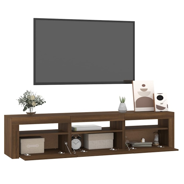 vidaXL Tv-bänk med LED-belysning brun ek 180x35x40 cm Brun