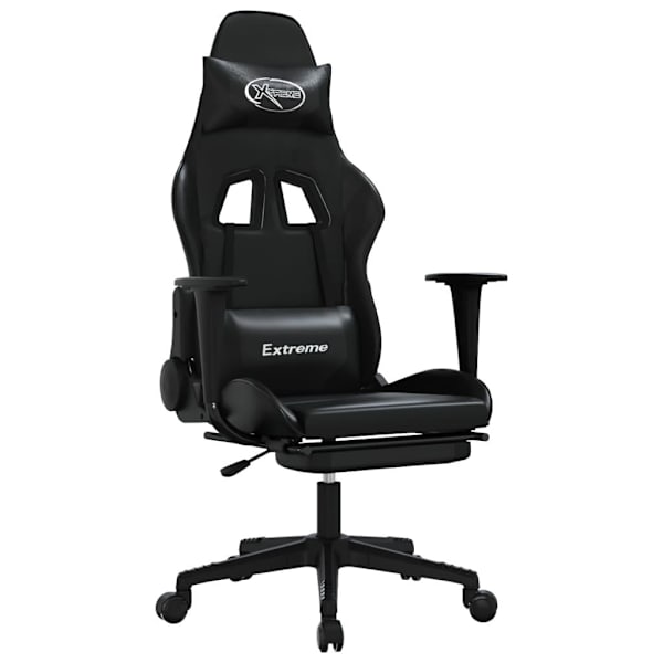 vidaXL Gamingstol med fotstöd svart konstläder Svart