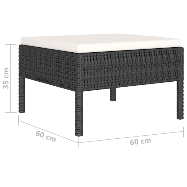 vidaXL Loungeset med dynor 6 delar svart konstrotting Svart