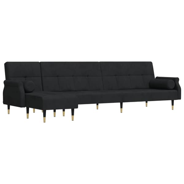vidaXL L-formad soffa svart 271x140x70 cm sammet art