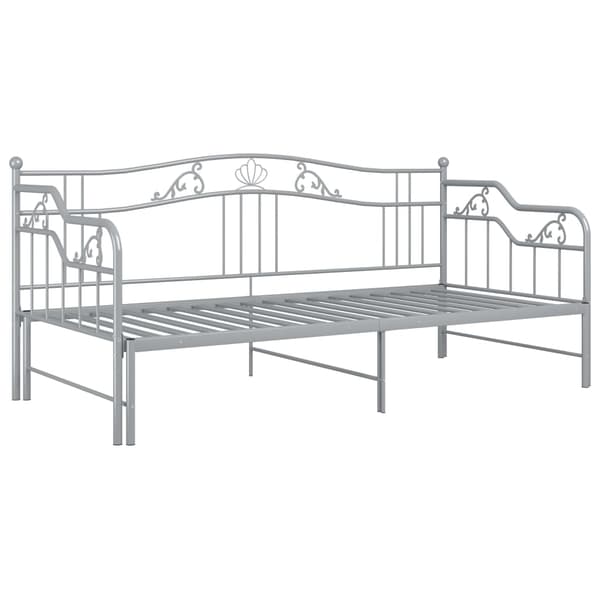 vidaXL Utdragbar sängram bäddsoffa grå metall 90x200 cm grå