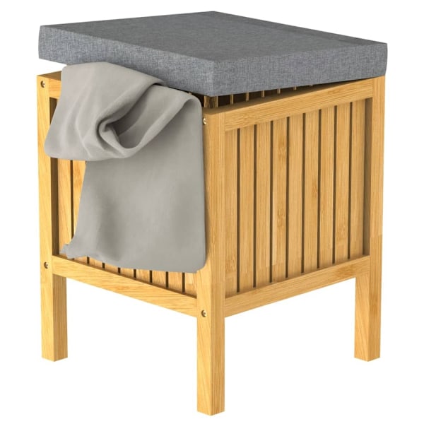 EISL 2-i-1 Tvättkorg med sittdyna bambu 39x39x52,5 cm Brun