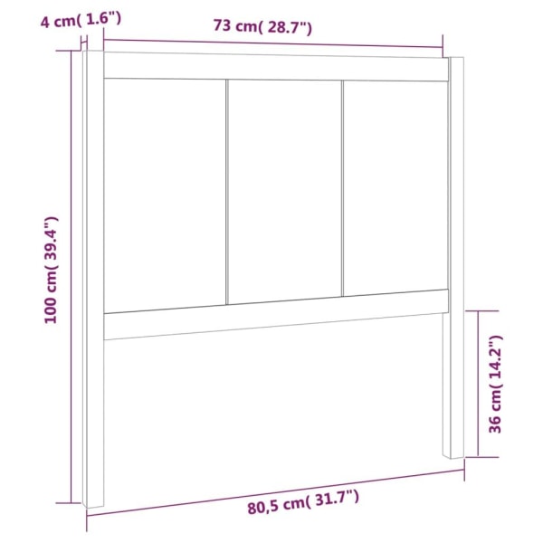 vidaXL Sänggavel 80,5x4x100 cm massiv furu Brun