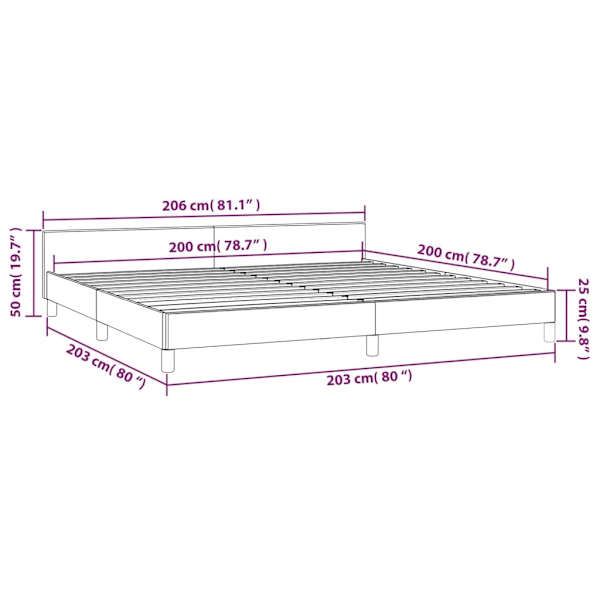 vidaXL Sängram med huvudgavel vit 200x200 cm konstläder Vit