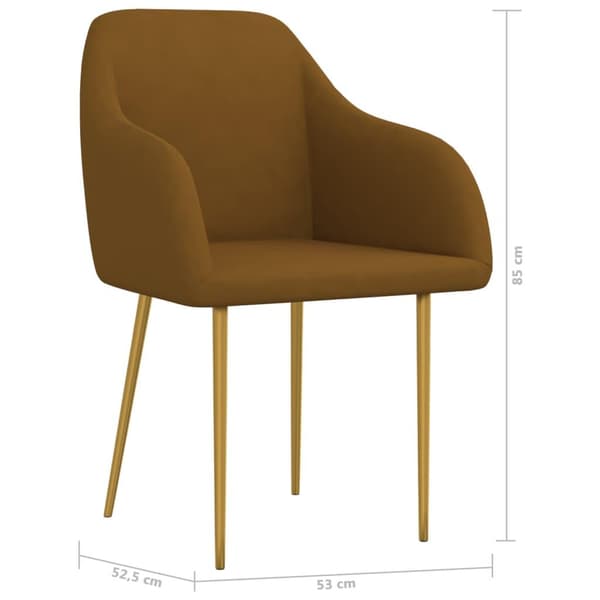 vidaXL Matstolar 2 st brun sammet Brun