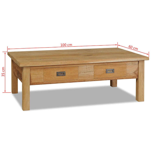 vidaXL Soffbord i massiv teak 100x60x35 cm Brun