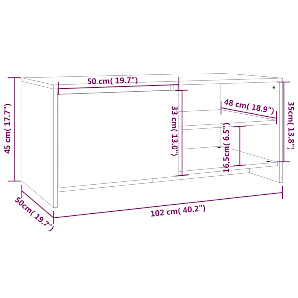 vidaXL Soffbord rökfärgad ek 102x50x45 cm konstruerat trä Brun