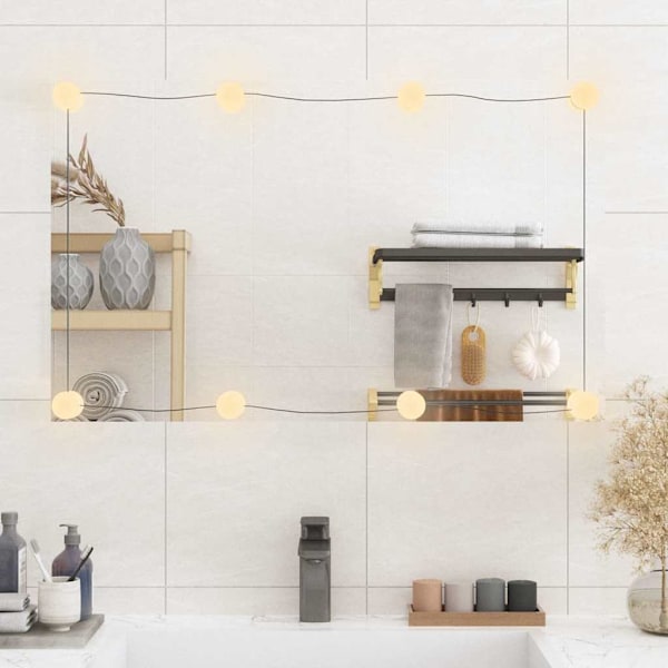 vidaXL Väggspegel med LED-belysning 50x80 cm glas rektangulär Silver