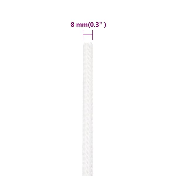 vidaXL Båtlina helvit 8 mm 25 m polypropylen