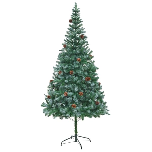vidaXL Julgran med kottar 210 cm Grön