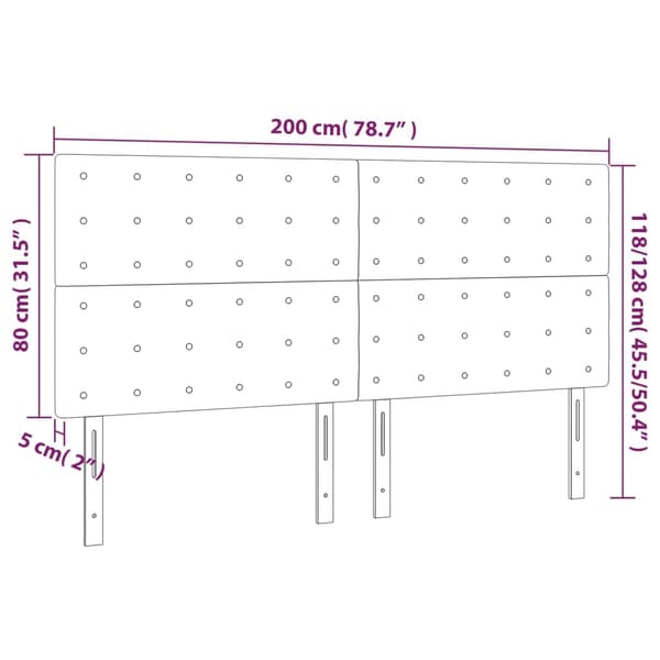 vidaXL Sänggavel LED blå 200x5x118/128 cm tyg Blå