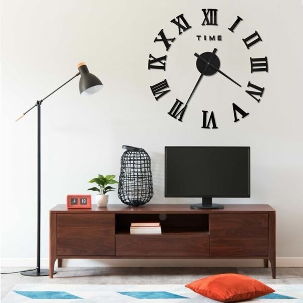 vidaXL Väggklocka 3D modern design svart 100 cm XXL Svart