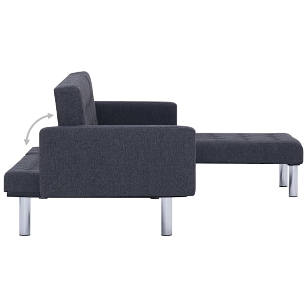 vidaXL L-formad bäddsoffa mörkgrå polyester grå