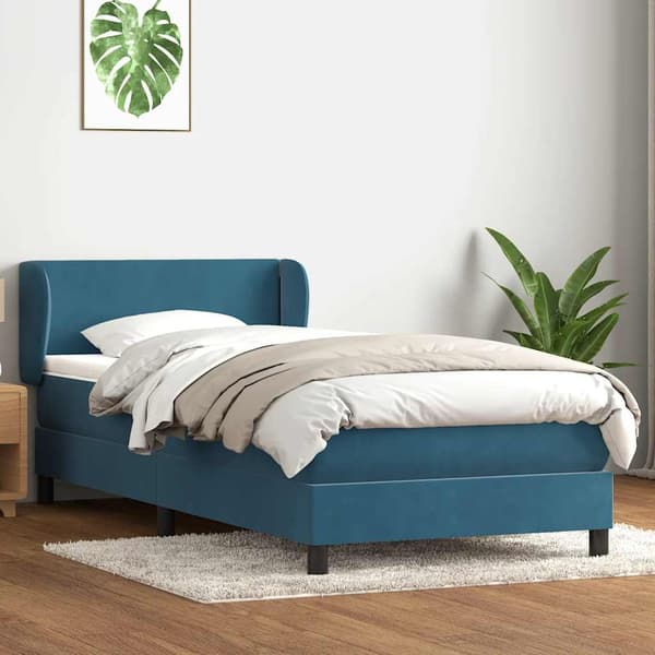 vidaXL Ramsäng med madrass mörkblå 80x220 cm sammet Blå