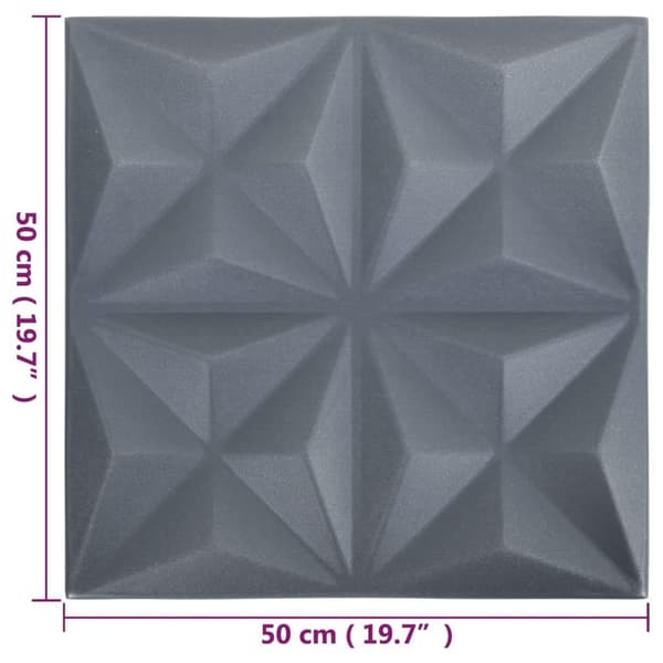 vidaXL 3D Väggpaneler 48 st 50x50 cm origami grå 12 m² grå