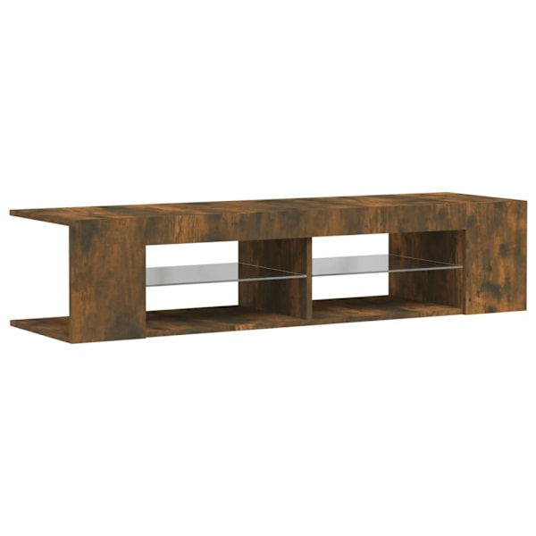 vidaXL Tv-bänk med LED-belysning rökfärgad ek 135x39x30 cm Brun