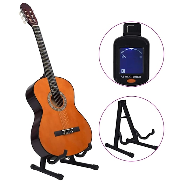 vidaXL Klassisk gitarr 12 delar 4/4 39" Brun