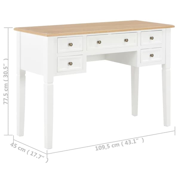 vidaXL Skrivbord vit 109,5x45x77,5 cm trä Vit