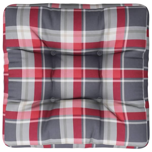 vidaXL Palldyna rödrutig 60x60x12 cm tyg multifärg