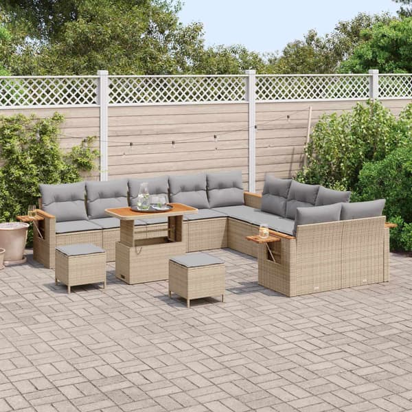 vidaXL Trädgårdsoffset 13 st Beige konstrotting Beige