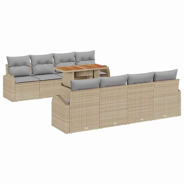 vidaXL Trädgårdsoffset 7 st beige och ljusgrå Beige