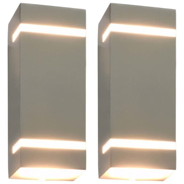 vidaXL Utomhusvägglampa 2 st 35 W silver rektangulär Silver