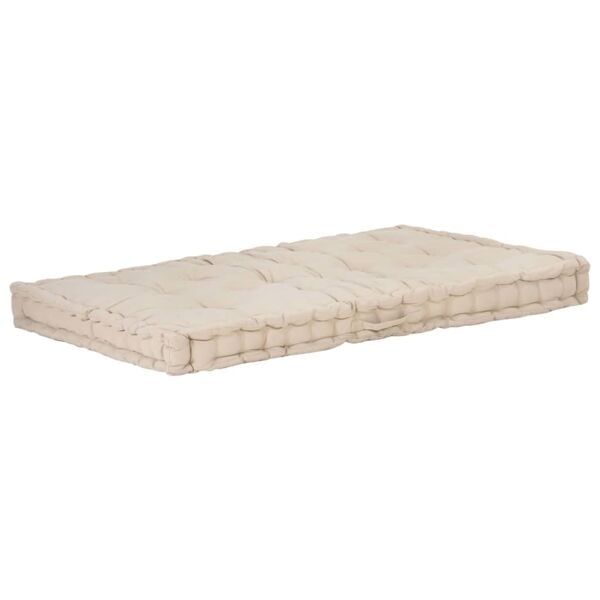 vidaXL Dyna till pallsoffa bomull 120x80x10 cm beige Beige