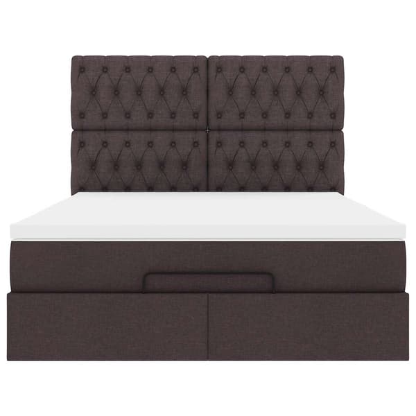 vidaXL Ottoman sängram med madrass mörkbrun 140x200 cm tyg Brun