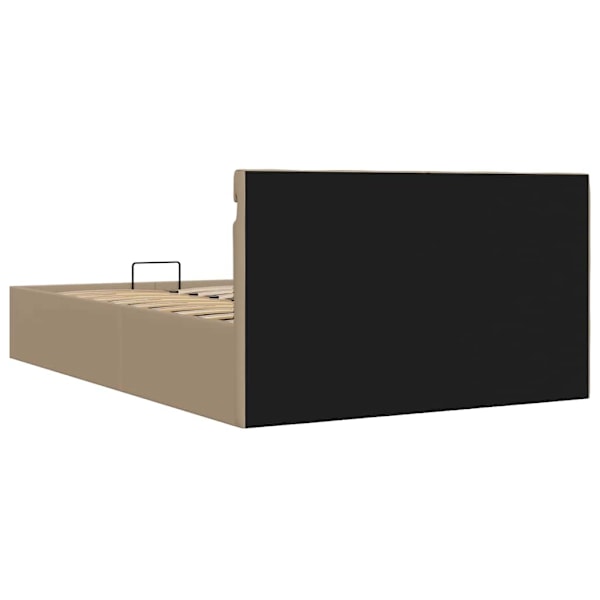 vidaXL Sängram hydraulisk förvaring LED ljusbrun konstläder 120x200 cm Brun