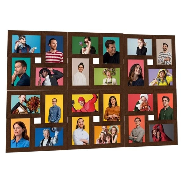 vidaXL Fotoram för 24x(10x15 cm) bilder mörkbrun MDF Brun