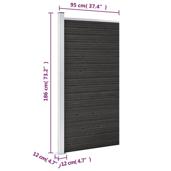 vidaXL Staketpanel WPC 95x186 cm grå grå