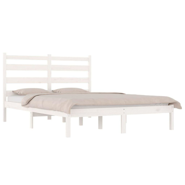 vidaXL Sängram vit massiv furu 200x200 cm Vit