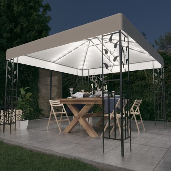 vidaXL Paviljong med ljusslinga LED 3x3 m vit Vit