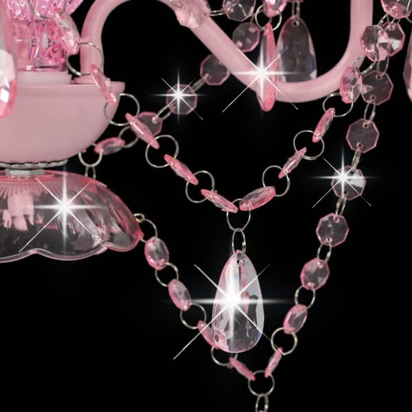 vidaXL Takkrona med pärlor rosa rund 3 x E14 Rosa