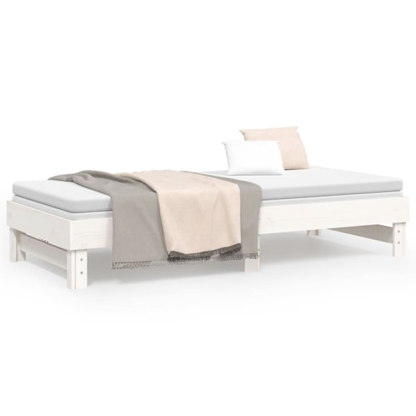 vidaXL Utdragbar dagbädd vit 2x(80x200) cm massiv furu Vit