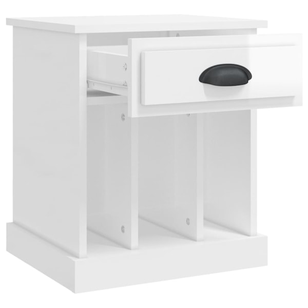 vidaXL Sängbord vit högglans 43x36x50 cm Vit
