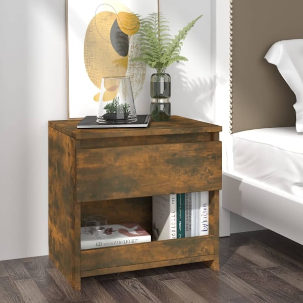 vidaXL Sängbord 2 st rökfärgad ek 40x30x39 cm konstruerat trä Brun