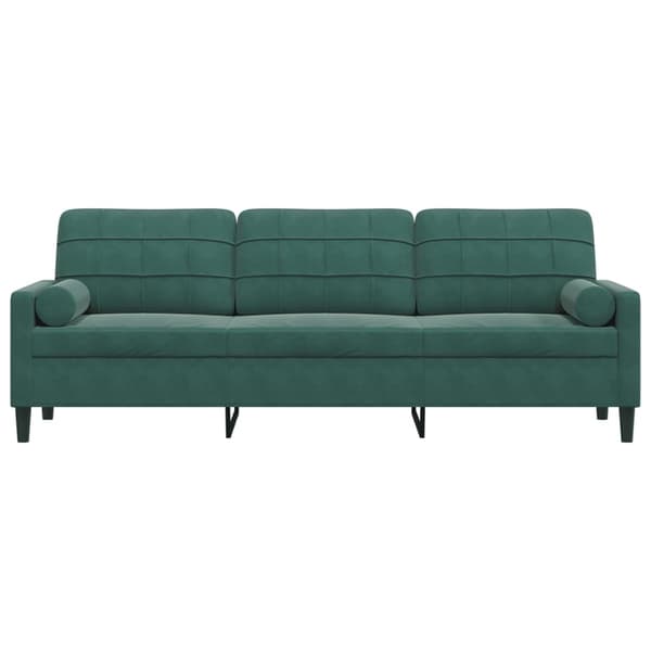 vidaXL 3-sitssoffa med prydnadskuddar mörkgrön 210 cm sammet Grön