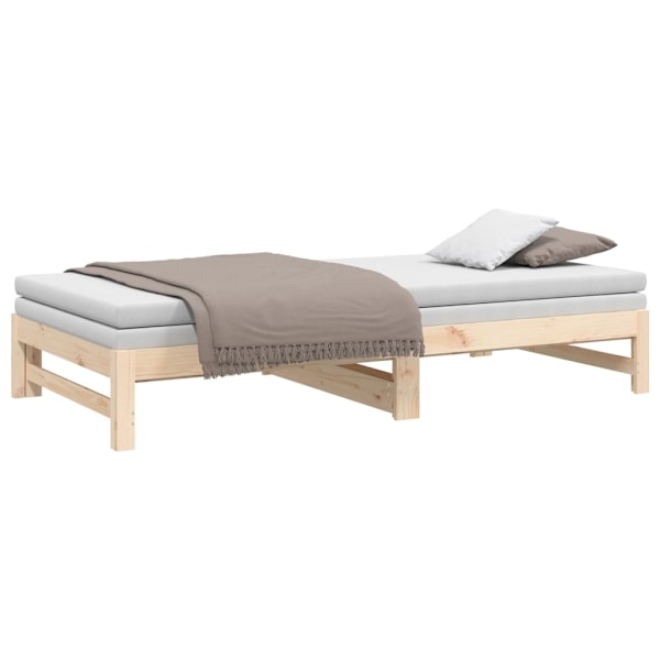 vidaXL Utdragbar dagbädd 2x(100x200) cm massiv furu Brun
