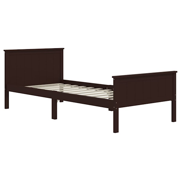vidaXL Sängram mörkbrun massiv furu 90x200 cm Brun