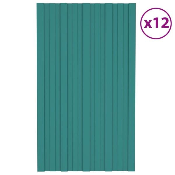 vidaXL Takprofiler 12 st galvaniserat stål grön 80x45 cm Green