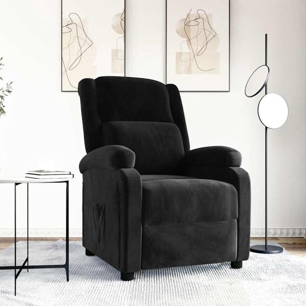 vidaXL Reclinerfåtölj svart sammet Svart