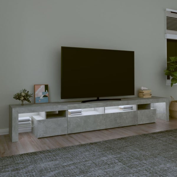 vidaXL Tv-bänk med LED-belysning betonggrå 260x36,5x40 cm Grå