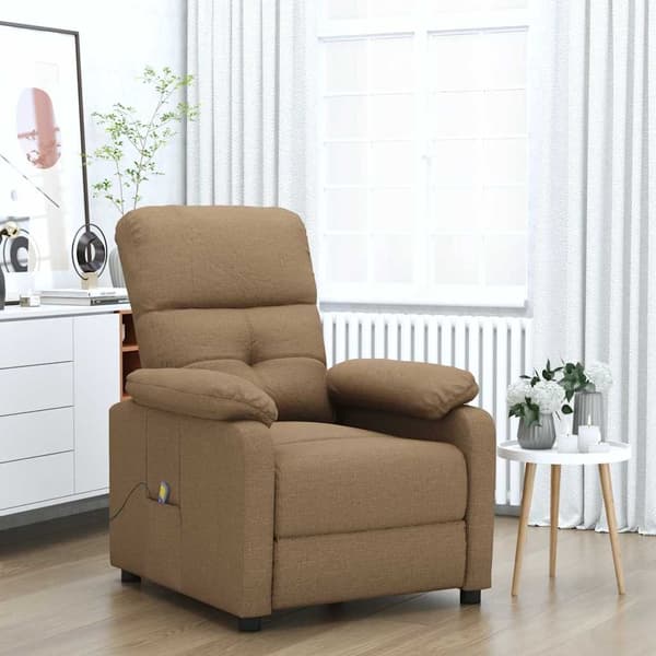 vidaXL Massagefåtölj brun tyg Brun