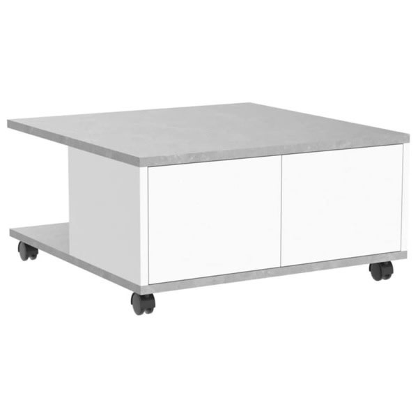 FMD Mobilt soffbord 70x70x35,5 cm betong och vit högglans grå