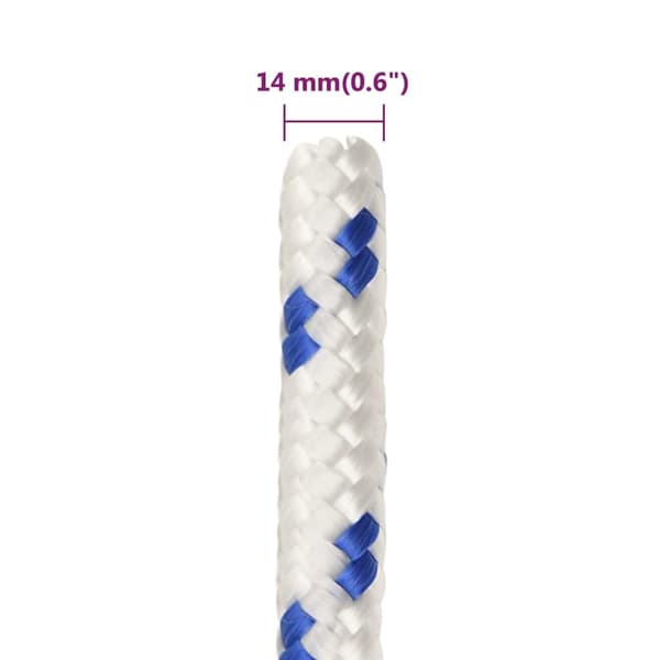 vidaXL Båtlina vit 14 mm 100 m polypropylen
