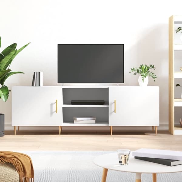 vidaXL Tv-bänk vit 150x30x50 cm konstruerat trä Vit